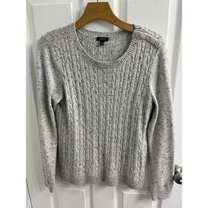 Talbots M Sweater Pullover Gray Cable Knit Long Sleeve Cotton Acrylic Preowned​